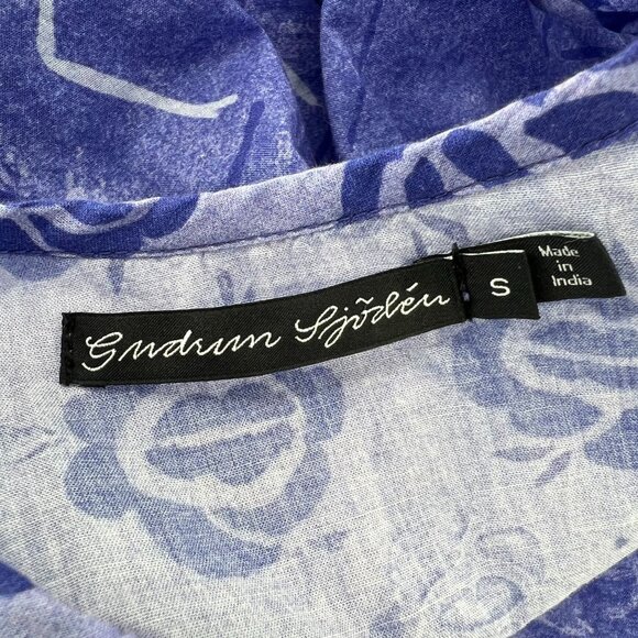 Gudrun Sjoden S Small Blue Artsy Lagenlook Dress Tonal Floral Cotton Tank - Picture 2 of 10